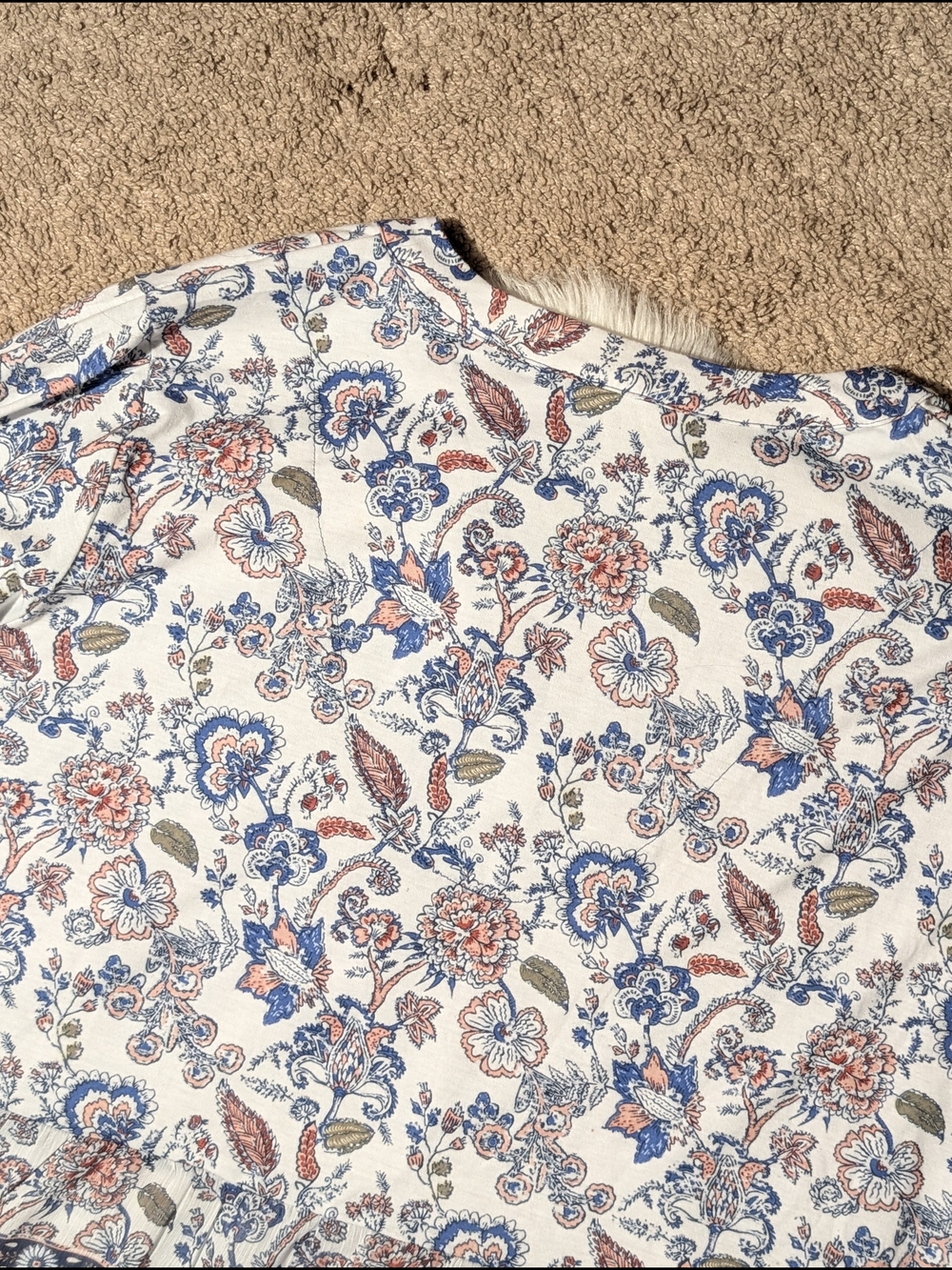 Boho Floral 3/4 Sleeve Top with Blue and Rust Size 1X - Picture 12 of 15